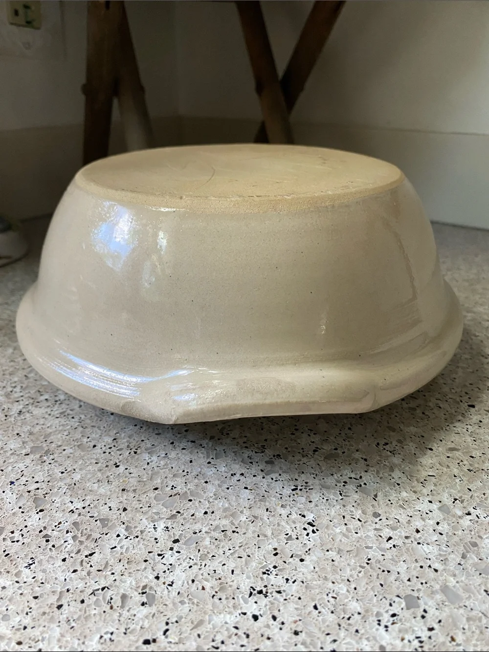 Vintage Signed Cream Colored Ceramic Pottery Chicken Roaster